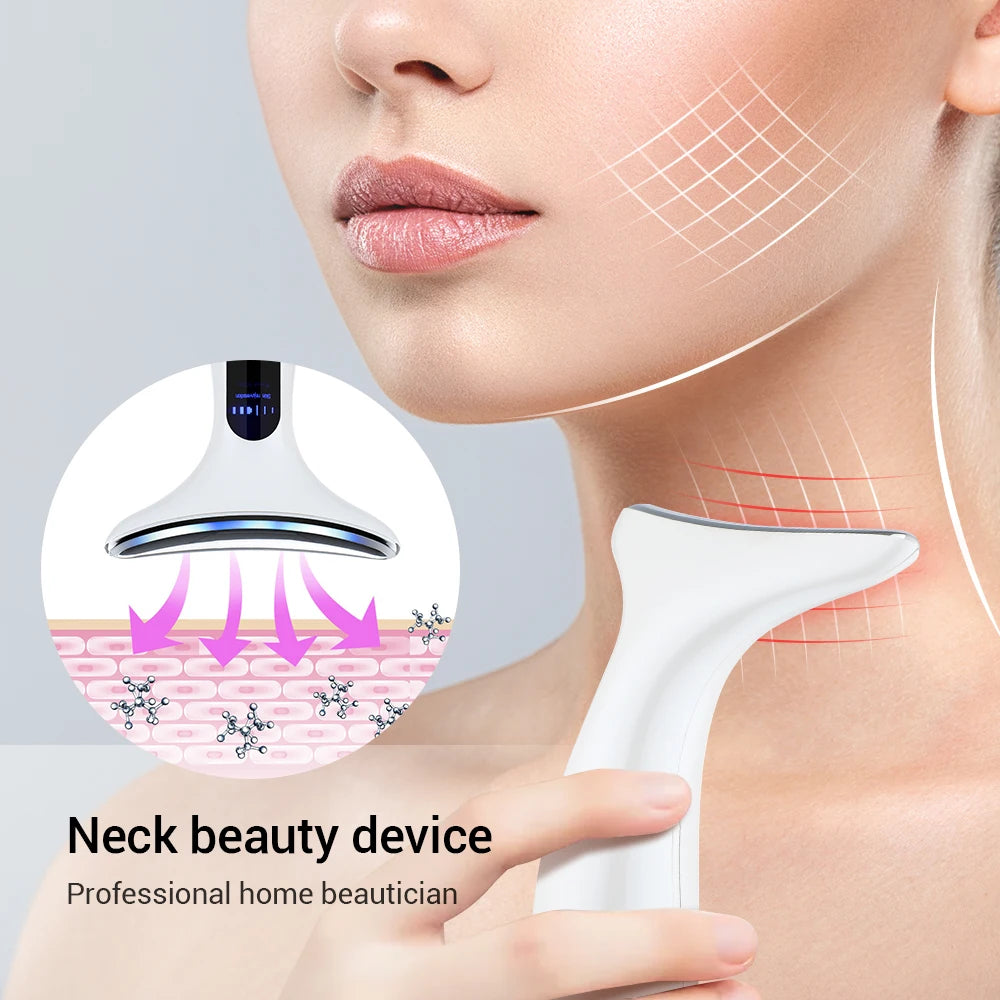 EMS Face Neck Massager Double Chin Remover V Line Chin Lifting 3 Color LED Devices Anti Wrinkle Facial Slimming Chin Reducer for Neck Face