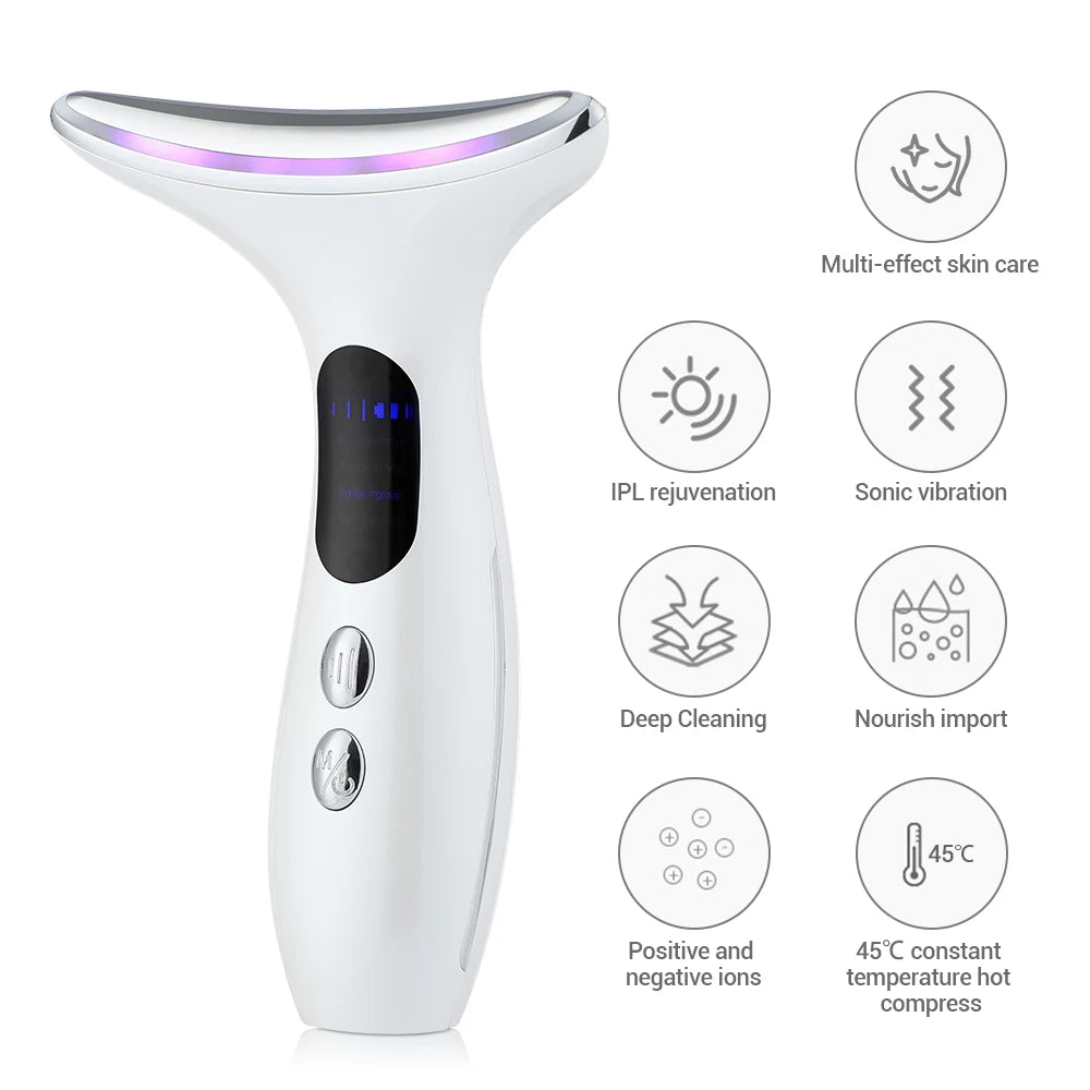 EMS Face Neck Massager Double Chin Remover V Line Chin Lifting 3 Color LED Devices Anti Wrinkle Facial Slimming Chin Reducer for Neck Face