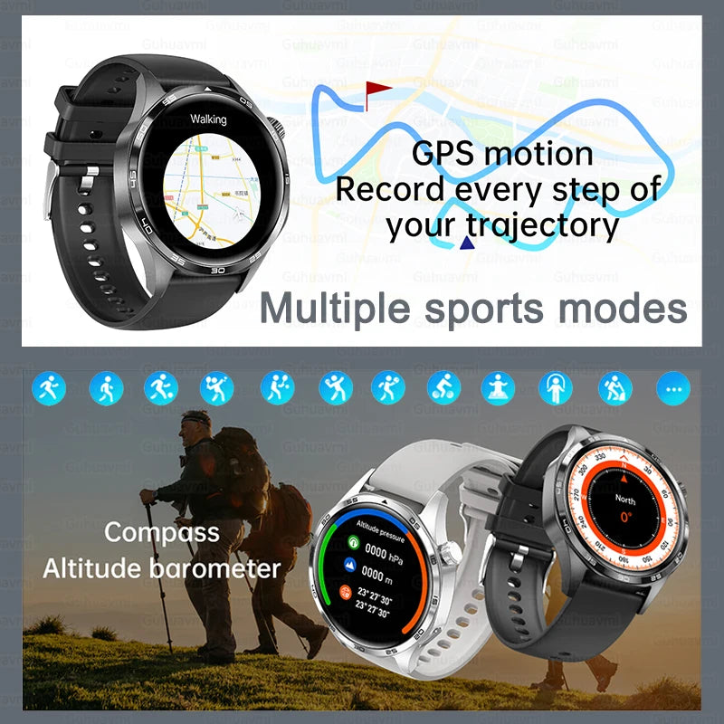 Para HUAWEI IOS deporte al aire libre GPS reloj inteligente hombres 1,53 pulgadas HD Pantalla AMOLED IP68 impermeable Bluetooth llamada NFC Smartwatch 2025