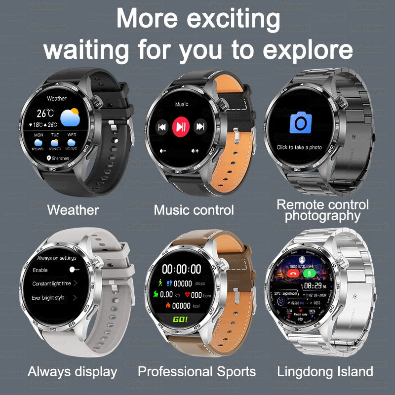 Para HUAWEI IOS deporte al aire libre GPS reloj inteligente hombres 1,53 pulgadas HD Pantalla AMOLED IP68 impermeable Bluetooth llamada NFC Smartwatch 2025