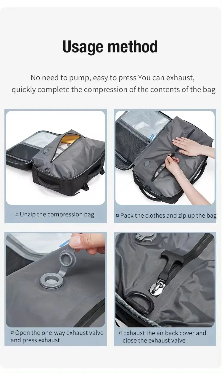 Expandable Airbag Backpack for Men Waterproof Business Bag for 16 Inch Laptop Vacuum Compression Storage Travel Backpack Luggage Bag