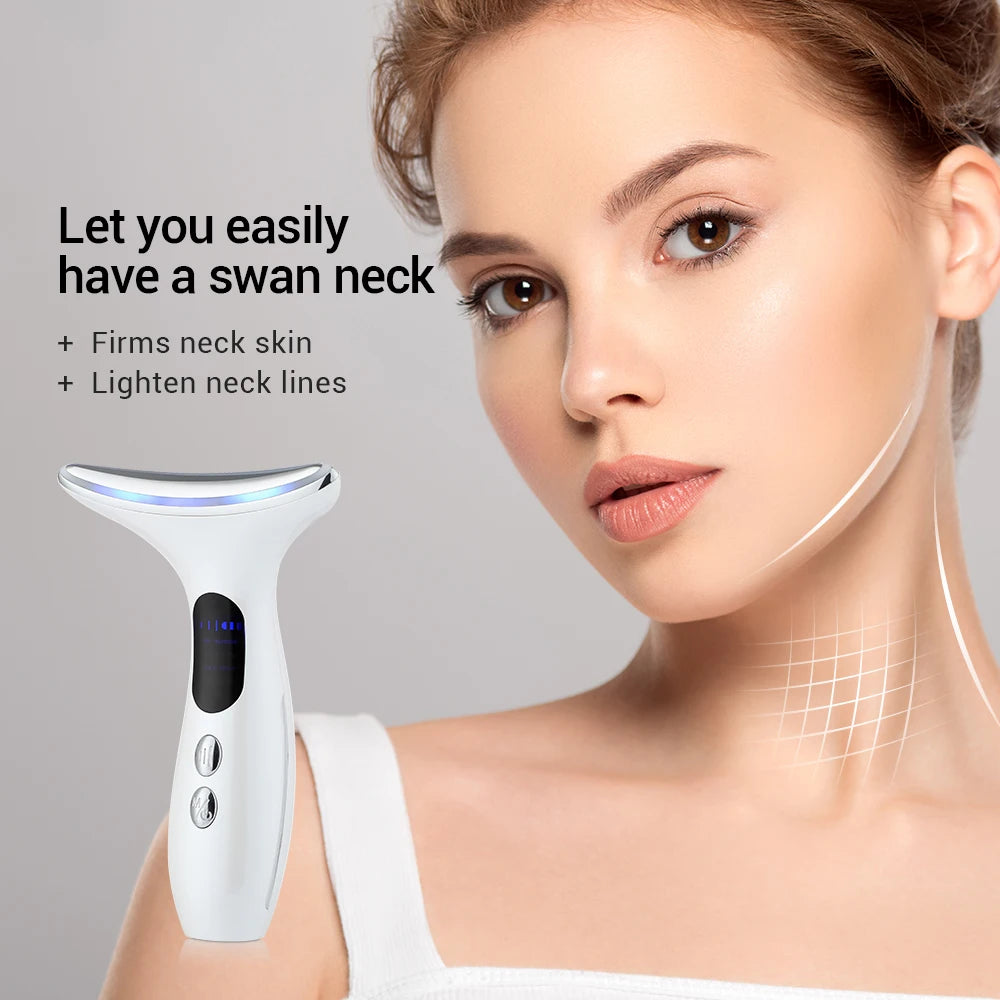 EMS Face Neck Massager Double Chin Remover V Line Chin Lifting 3 Color LED Devices Anti Wrinkle Facial Slimming Chin Reducer for Neck Face