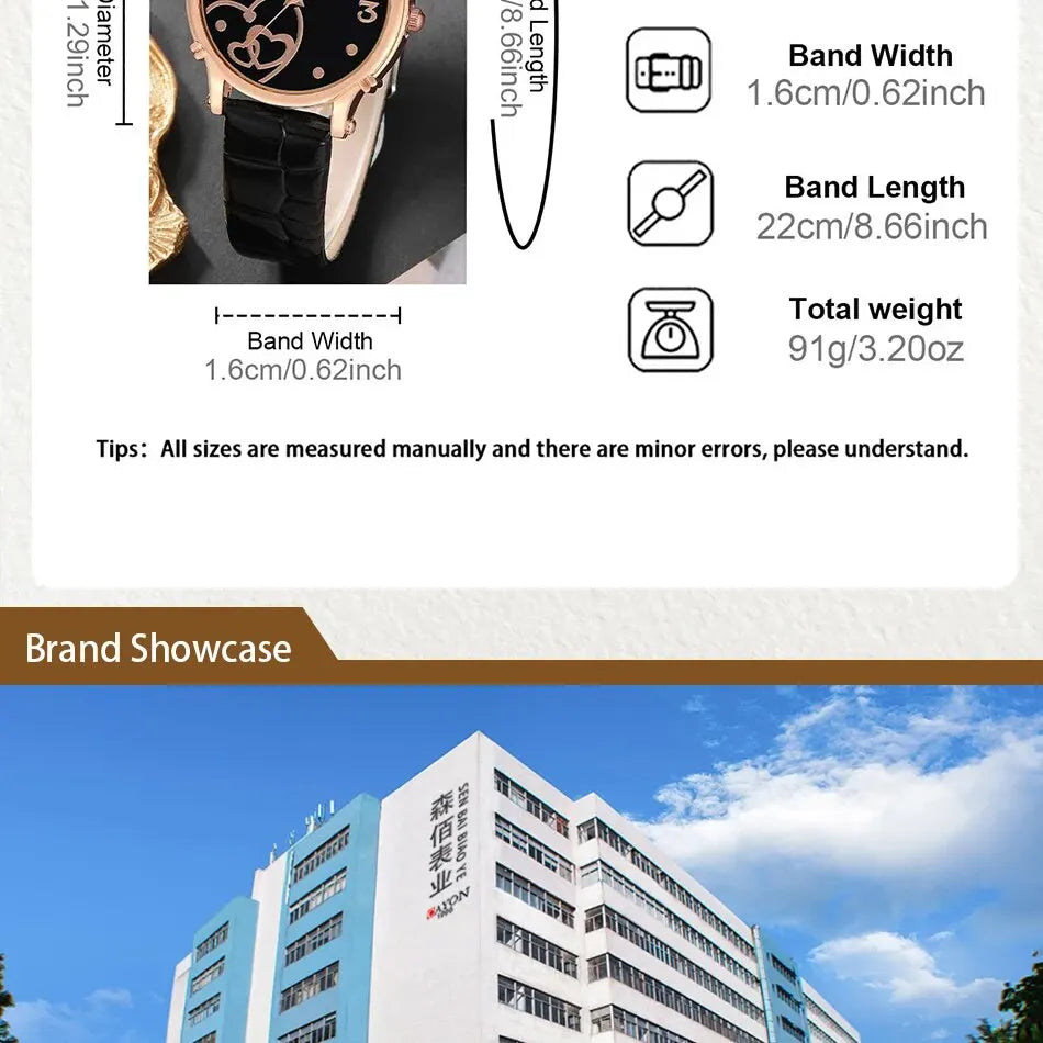 Fashion leather belt watches for women and butterfly wallet sunglasses set ladies quartz wristwatches dress watch for women