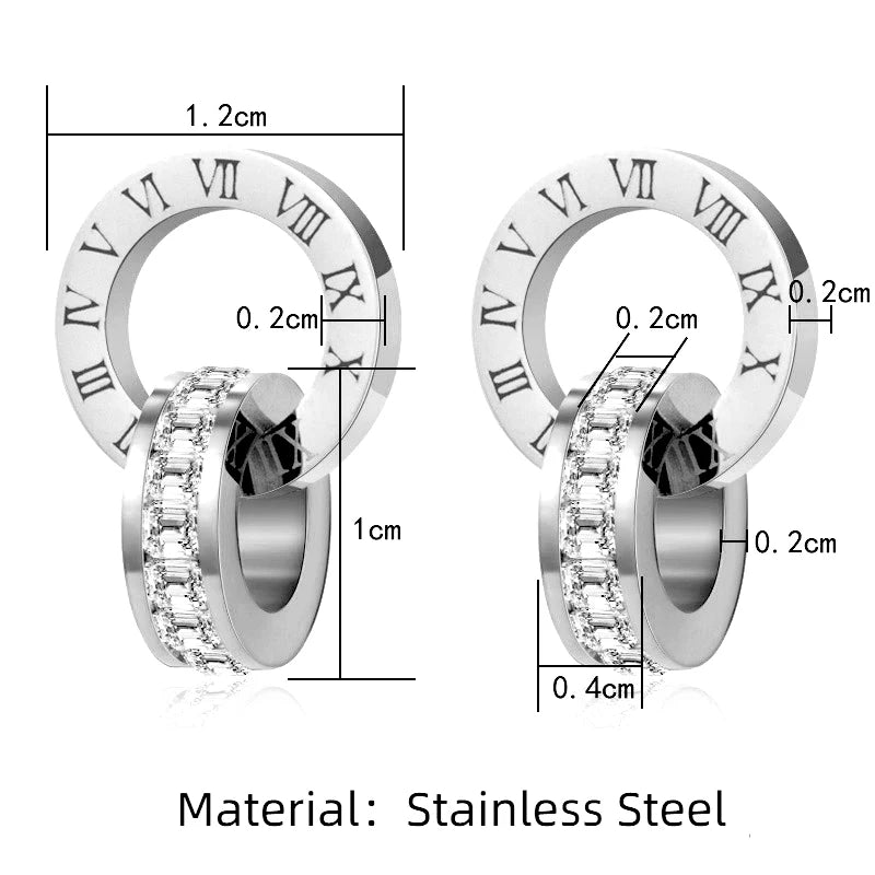 PAXA, pendientes clásicos de acero inoxidable con cristales de Número Romano, collar para mujer, joyería elegante  para fiesta y boda, regalo