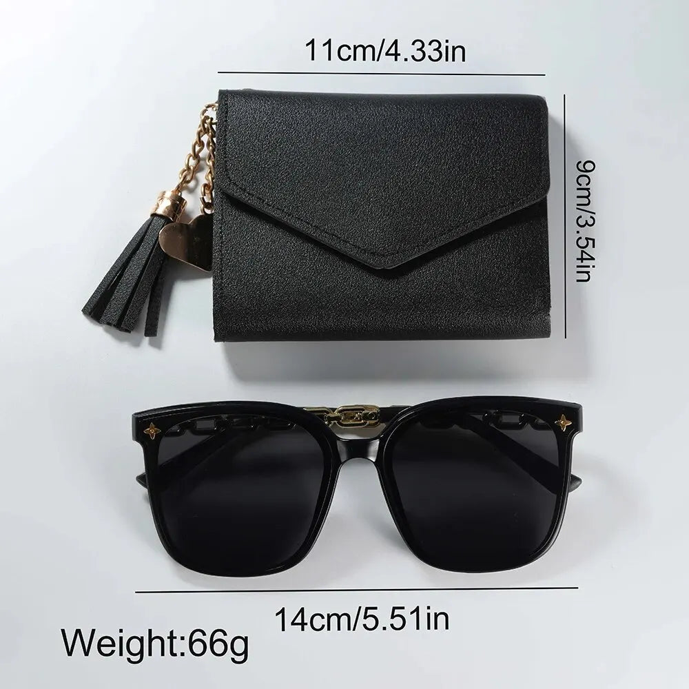 Fashion leather belt watches for women and butterfly wallet sunglasses set ladies quartz wristwatches dress watch for women