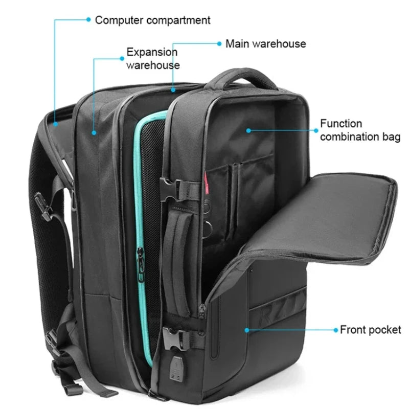 Expandable Airbag Backpack for Men Waterproof Business Bag for 16 Inch Laptop Vacuum Compression Storage Travel Backpack Luggage Bag