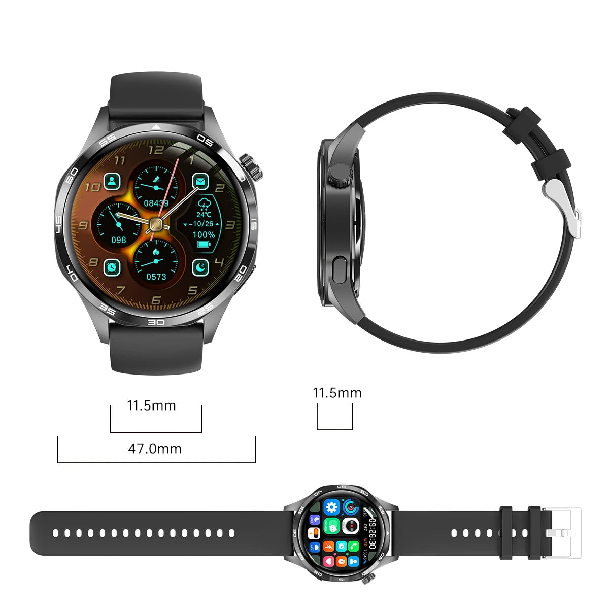 Para HUAWEI IOS deporte al aire libre GPS reloj inteligente hombres 1,53 pulgadas HD Pantalla AMOLED IP68 impermeable Bluetooth llamada NFC Smartwatch 2025