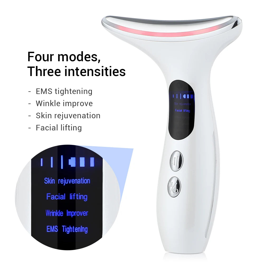 EMS Face Neck Massager Double Chin Remover V Line Chin Lifting 3 Color LED Devices Anti Wrinkle Facial Slimming Chin Reducer for Neck Face